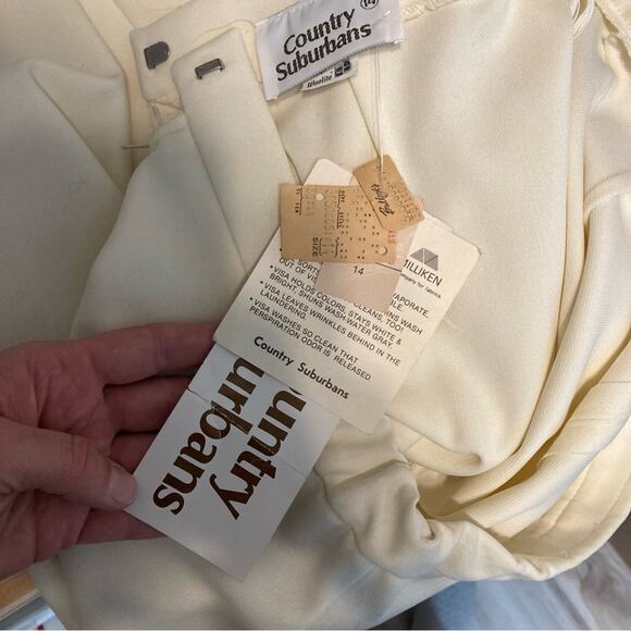 NWT Vintage Country Suburbans Ivory White Knee Length A-Line Back Slit Skirt - Picture 14 of 16